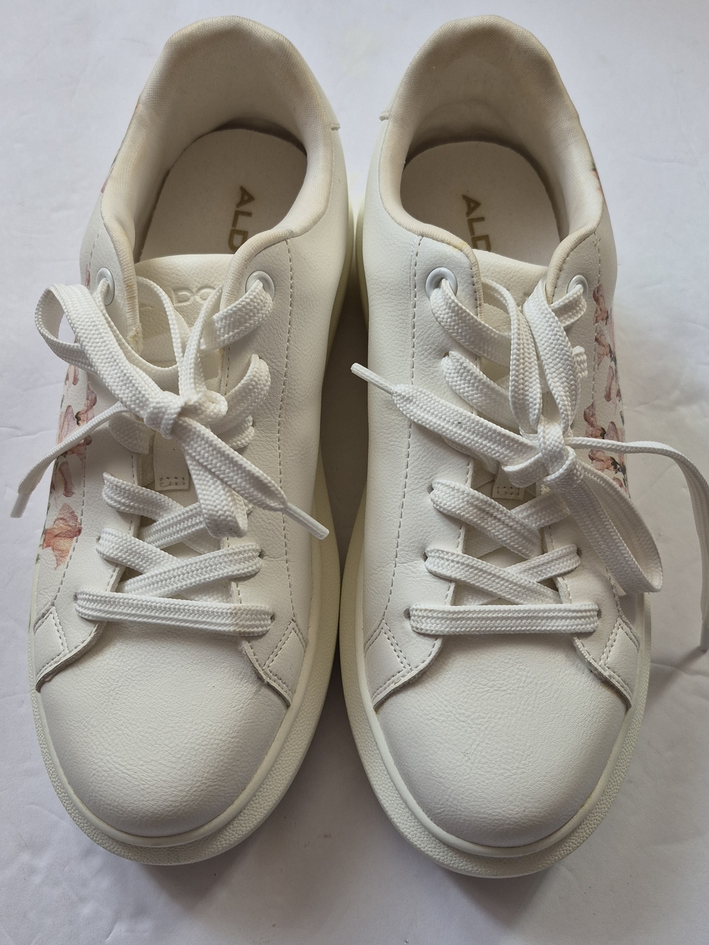 Aldo Cream Peono Floral Platform Sneakers with Pink Floral Vine - Picture 3 of 8